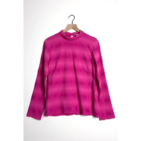RACHEL COMEY Varda Top Seersucker High Neck Blouse Silk Cotton Blend Pink 8 NWT - Picture 9 of 9